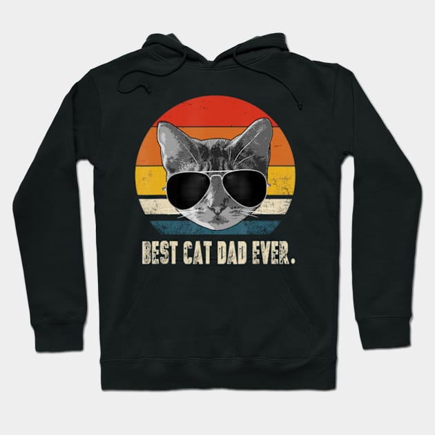 Best Cat Dad Ever Vintage Retro Cat Daddy Cat Father Hoodie by StuSpenceart